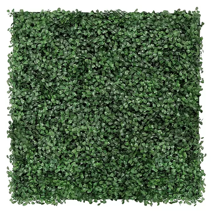 Jangal Wandpaneel Flora - Dark Green Design Buxus, 520 x 520 x 22 mm - Quadratische Kunstheckenplatte mit dichtem grünem Laub für dekorative Wandverkleidungen.