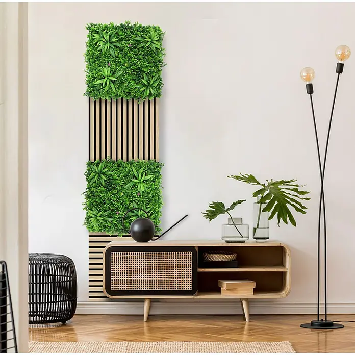 Jangal Wandpaneel Flora - Tropical Mixed, 520 x 520 x 40 mm - Die vertikale grüne Wandpaneele bietet eine stilvolle und natürliche Note für jeden Innenraum und sorgt für ein frisches Ambiente.