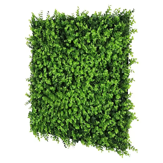 Jangal Wandpaneel Flora - Mixed Green Design Buxus, 520 x 520 x 40 mm - Grüne künstliche Pflanzenwandplatte mit dichtem Laub.