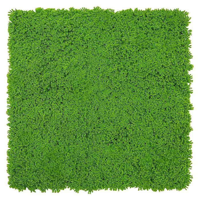 Jangal Wandpaneel Modular Wall Moos - Lime Green, 520 x 520 x 30 mm - Dichtes, leuchtend grünes, fein strukturiertes quadratisches Kunstlaubpaneel.