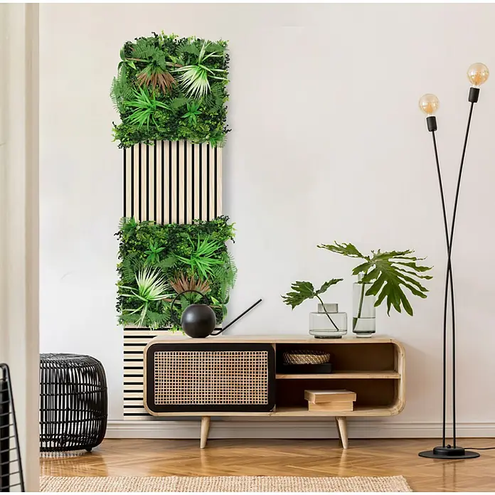 Jangal Wandpaneel Flora - Exotic Mixed Flora, 520 x 520 x 50 mm - Das dekorative Wandpaneel mit künstlichen Pflanzen sorgt für einen stilvollen Hingucker im Raum. Natürliches Design für eine moderne Inneneinrichtung.