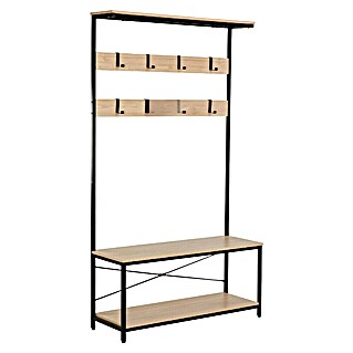 Perchero (L x An x Al: 35 x 100 x 180 cm, Negro/Haya)