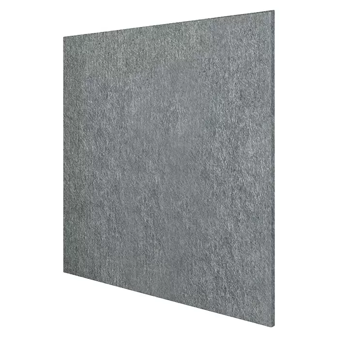 Jangal Wandpaneel Modular Wall PET Filz - Grey, 520 x 520 x 6 mm - Strukturiertes graues Paneel mit rauer Oberfläche, schräg dargestellt.