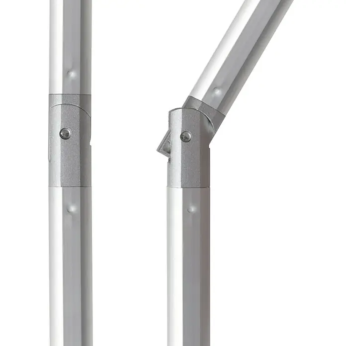 Doppler Expert Marktschirm Auto Tilt - Greige, Bespannungsmaß (L x B): 300 x 200 cm - Detailaufnahme von Verbindungsstücken eines Sonnenschirms, die Stabilität und Flexibilität des Produkts zeigen.