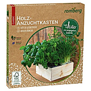 Romberg Anzuchttopf Bausatz mit Kokoserde (21 x 21 x 9 cm, Holz)