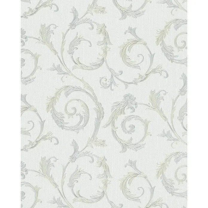 Marburg Home Classic Belvedere Vliestapete Rokkoko-Ranke - Grau, Ornament, 10,05 x 0,53 m - Elegante Tapete mit zartem, floralem Muster in Weiß und Grautönen. Perfekt für stilvolle Wohnräume mit klassischem Flair und zeitloser Eleganz.