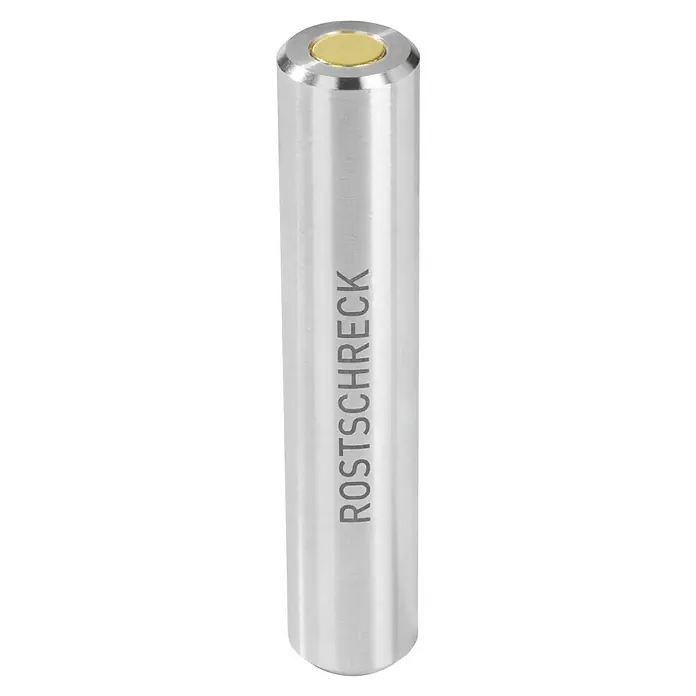 Rokkita Edelstahl-Reiniger Rostschreck - Schutz gegen: Rost, 2 -tlg. - Eine zylindrische Dose "Rostschreck" in silberner Farbe mit goldener Öffnung zur effektiven Rostbekämpfung.