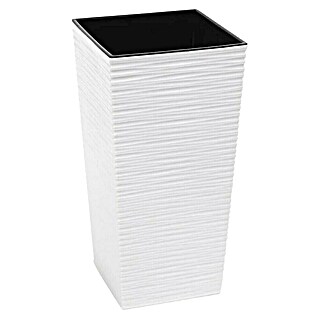 Oglati stebrasti cvetlični lonec (Plastika, Barva: Bela, Š x V: 25 x 46,5 cm)