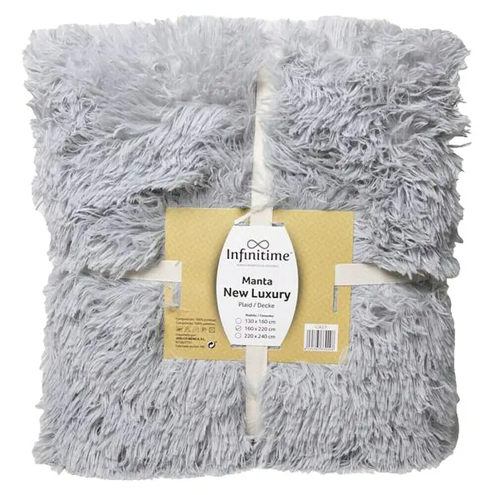 Manta para sofá New Luxury - 160 x 220 cm, Poliéster, Gris perla - Manta gris de peluche "Infinitime Manta New Luxury". Ideal para relajarse. Tamaños disponibles: 130x160, 160x220, 220x240 cm.