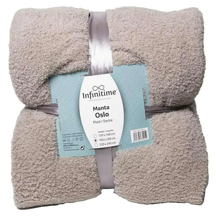 Manta para sofá Oslo - 160 x 220 cm, Poliéster, Beige - Manta suave Infinitime Manta Oslo en gris neutro, perfecta para acurrucarse y relajarse. Ideal para momentos acogedores.