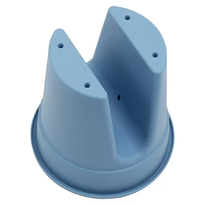 KHW Geländertopf Flowerclip - Außenmaß (Ø x H): 27 x 27,5 cm, Kunststoff, Blau - Hellblauer Toilettentrainer aus Kunststoff mit umgekehrter V-Form und breiter Basis.