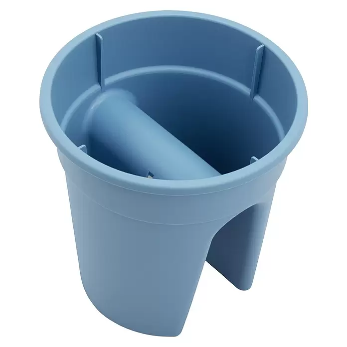 KHW Geländertopf Flowerclip - Außenmaß (Ø x H): 27 x 27,5 cm, Kunststoff, Blau - Hellblauer Orchideentopf aus Kunststoff mit erhöhtem Mittelsteg und seitlichen Aussparungen für Drainage/Belüftung.
