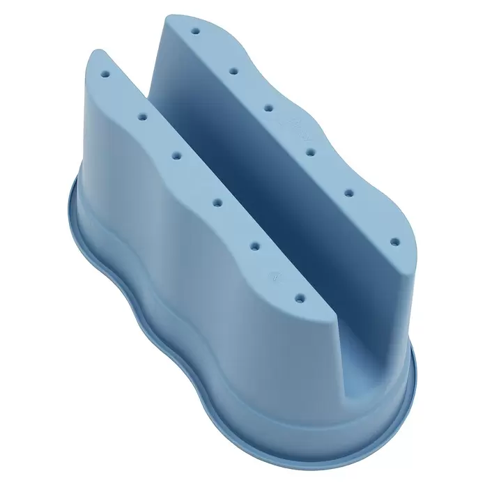 KHW Geländerkasten Flowerclip XL - Außenmaß (L x B x H): 57,5 x 27,7 x 27,5 cm, Kunststoff, Blau - Hellblauer, wellenförmiger Kunststoff-Organizer mit Ablauflöchern, ideal für Bad- oder Babyartikel.