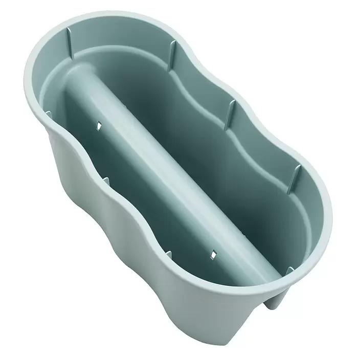 KHW Geländerkasten Flowerclip XL - Außenmaß (L x B x H): 57,5 x 27,7 x 27,5 cm, Kunststoff, Mintgrün - Hellblau-grüner, gewellter Kunststoff-Pflanzkasten mit internem Wasserspeicher.