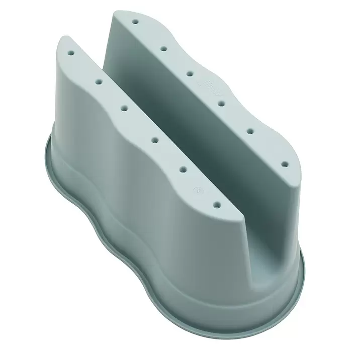 KHW Geländerkasten Flowerclip XL - Außenmaß (L x B x H): 57,5 x 27,7 x 27,5 cm, Kunststoff, Mintgrün - Hellblauer Flaschentrockenständer aus Kunststoff mit gewellten Seiten und Lüftungslöchern.