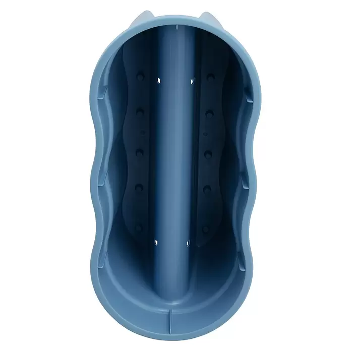 KHW Geländerkasten Flowerclip XL - Außenmaß (L x B x H): 57,5 x 27,7 x 27,5 cm, Kunststoff, Blau - Blauer, länglicher Pflanzeinsatz aus Kunststoff mit Innenunterteilung und welligen Seiten, mit Drainagelöchern.