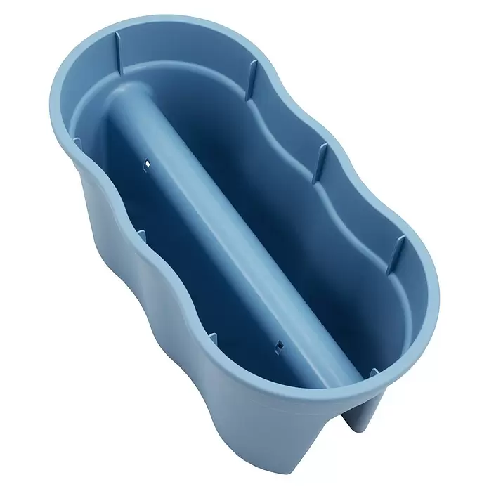 KHW Geländerkasten Flowerclip XL - Außenmaß (L x B x H): 57,5 x 27,7 x 27,5 cm, Kunststoff, Blau - Länglicher, blauer Kunststoff-Pflanzkasten mit internem Bewässerungssystem.