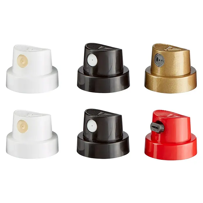 Edding Sprühkopf-Set - 6 -tlg. - Sechs Sprühaufsätze in Weiß, Schwarz, Gold und Rot. Die Sprühaufsätze sind einzeln, gut für eine Vielzahl von Projekten.