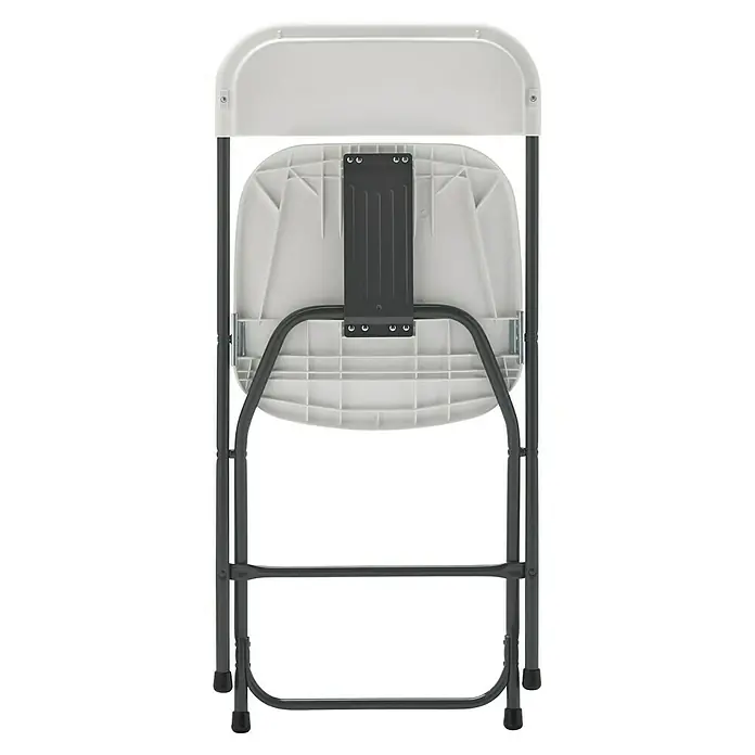 Silla de jardín Every - 45 x 45 x 80 cm, Blanco roto, HDPE/Acero - Vista trasera de la silla plegable blanca con estructura metálica gris, robusta y fácil de guardar.
