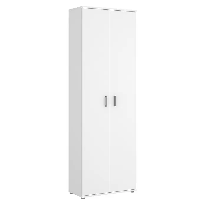 Dekit Armario multiusos de madera Fit - L x An x Al: 35 x 61 x 190 cm, Blanco - Armario moderno blanco con dos puertas y tiradores sencillos, ideal para un almacenamiento elegante. Perfecto para cualquier diseño de habitación.