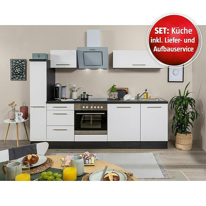 Respekta Premium Küchen-Set RP250EWCBO (Breite: 250 cm, Weiß, Mit Elektrogeräten) | BAUHAUS