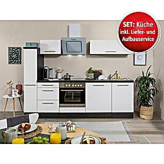 Respekta Premium Küchen-Set RP250EWCBO (Breite: 250 cm, Weiß, Mit Elektrogeräten)