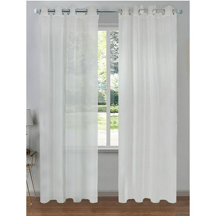 Visillo para ventana Delia Rayas (An x Al: 140 x 260 cm, 100% poliéster, Beige/Blanco) | BAUHAUS