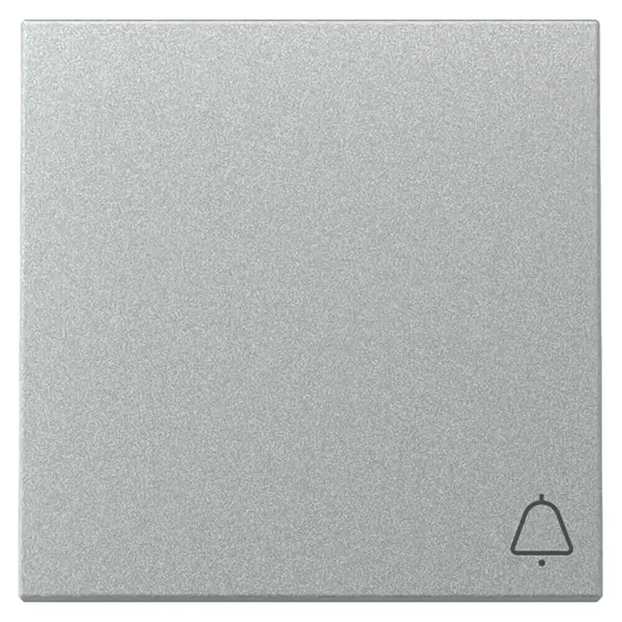 Gira System 55 Universalwippe 328626 - mit Klingelsymbol, Alu, Kunststoff - Silbergrauer, quadratischer Türklingeltaster mit matter Oberfläche und Glockensymbol.