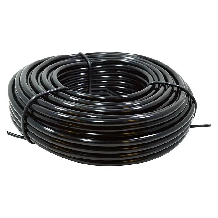 Tubo de instalación Micro goteo - 4 mm, 25 m, Negro - Un rollo de tubo de riego negro, perfecto para sistemas de riego de jardín y soluciones precisas de hidratación de plantas.