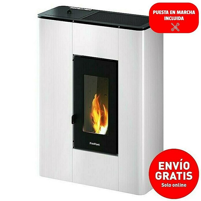 FreePoint Estufa de pellets (5,2 kW, Volumen de calefacción: 60 - 125 m³, Blanco)