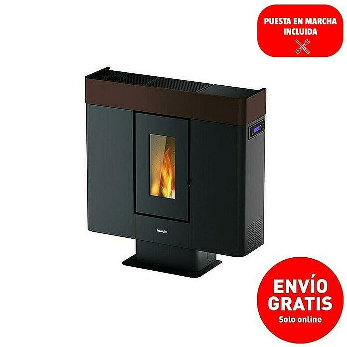 FreePoint Estufa de pellets Moon Wifi canalizable (10 kW, Volumen de calefacción: 86 m³ - 285 m³, Negro y moka) | BAUHAUS