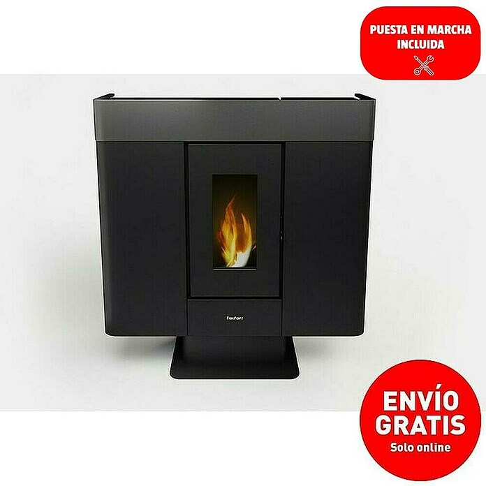 FreePoint Estufa de pellets Moon Wifi canalizable (10 kW, Volumen de calefacción: 86 m³ - 285 m³, Negro y plateado) | BAUHAUS