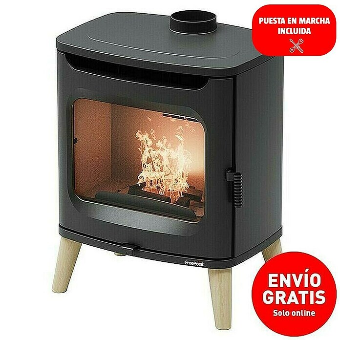 FreePoint Estufa de leña Flos Wood (7 kW, Volumen de calefacción: 196 m³, Negro) | BAUHAUS