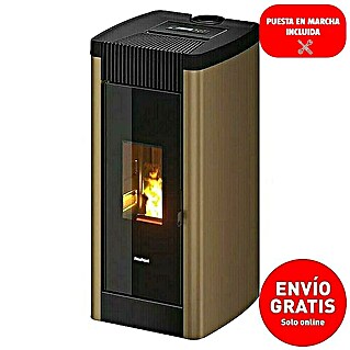 FreePoint Estufa de pellets Steel Wifi canalizable (8,5 kW, Volumen de calefacción: 70 m³ - 238 m³, Dorada)
