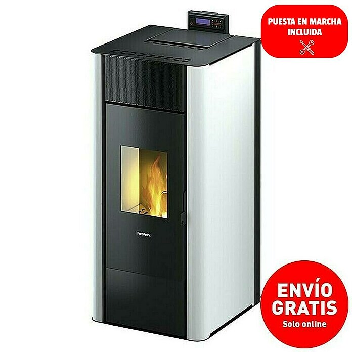 FreePoint Estufa de pellets (4,7 - 22,8 kW, Volumen de calefacción: 112,8 - 547,2 m³, Blanco)