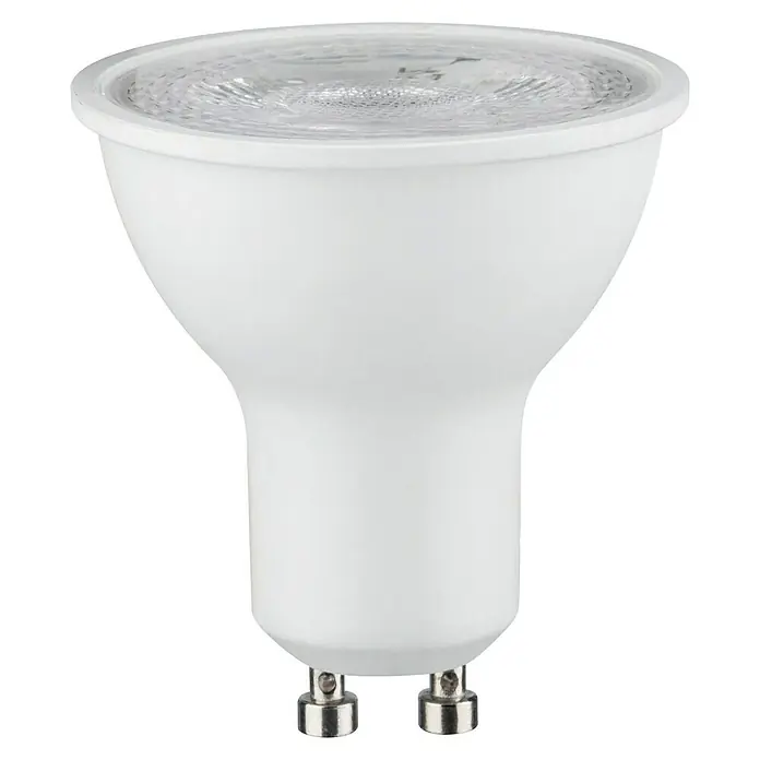Paulmann LED-Lampe Reflektor Standard - GU10, Dimmbar, Neutralweiß, 460 lm, 7 W, 1 Stk., Weiß matt - Nahaufnahme einer weißen GU10 LED-Lampe, die eine energieeffiziente Beleuchtungslösung für moderne Haushalte darstellt.