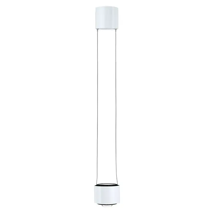 Paulmann URail LED-Pendelleuchte Aldan - Neutralweiß, Signalweiß, Ø x H: 9,8 x 150 cm, 4.000 K - Deckenleuchte mit zwei weißen Zylindern, die durch silberne Stangen verbunden sind. Modernes und minimalistisches Design.