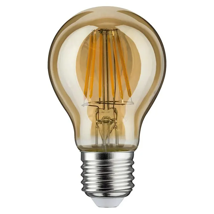 Paulmann LED-Lampe Vintage 1879 Filament - E27, Dimmbar, Warmweiß, 470 lm, 6 W, 1 Stk. - Nahaufnahme einer dekorativen Edison-Glühbirne mit warmem Licht und sichtbaren Glühfäden, ideal für Vintage-Beleuchtung.