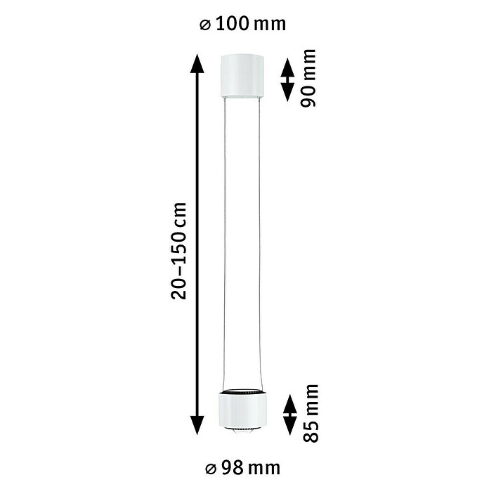 Paulmann URail LED-Pendelleuchte Aldan (Neutralweiß, Signalweiß, Ø x H: 9,8 x 150 cm, 4.000 K) | BAUHAUS