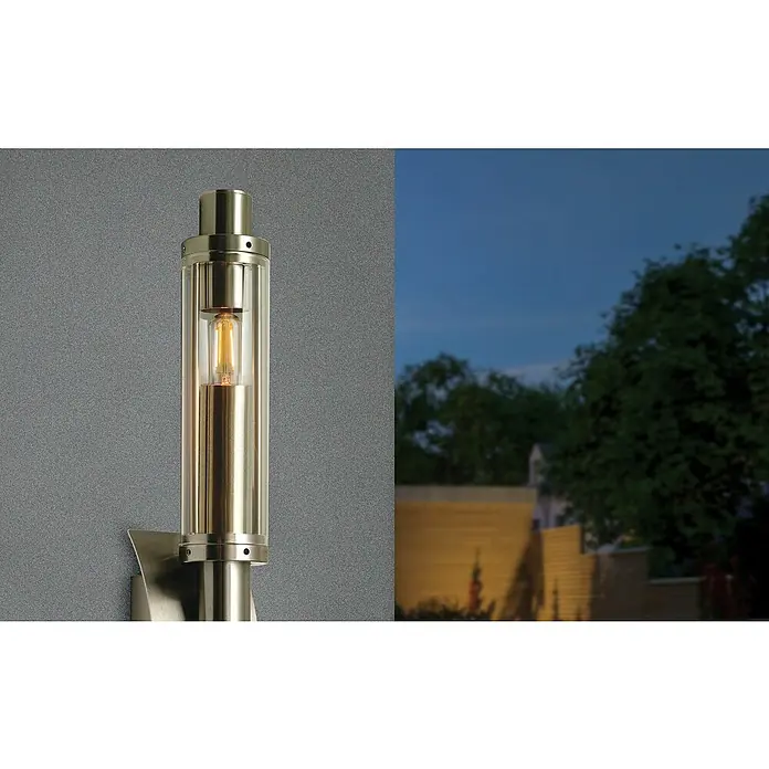 Paulmann LED-Lampe Vintage 1879 Filament - E14, Nicht Dimmbar, Warmweiß, 145 lm, 2 W, 1 Stk. - Nahaufnahme einer Wandleuchte mit einem transparenten Gehäuse und einer Glühbirne im Inneren, die ein warmes Licht ausstrahlt.