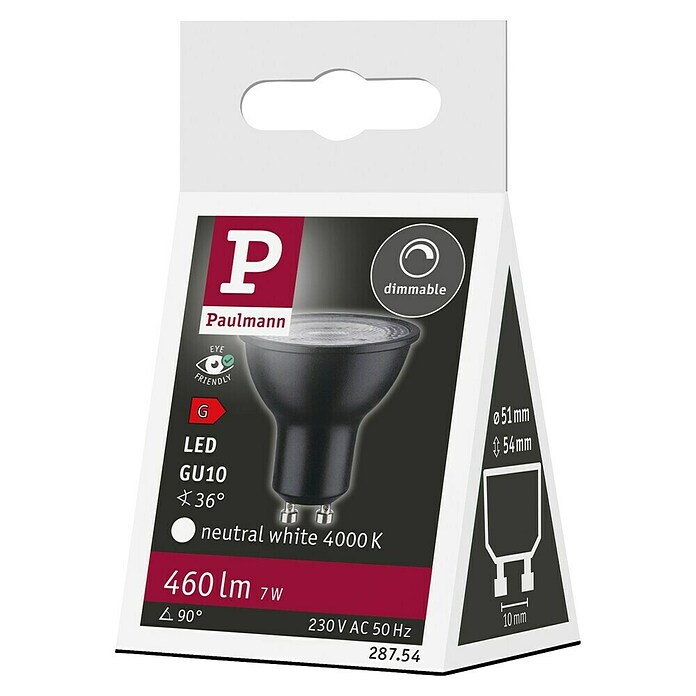 Paulmann LED žarulja  (GU10, Može se prigušiti, Neutralno bijelo, 460 lm, 7 W, 1 Kom., Crna) | BAUHAUS