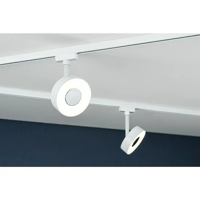 Paulmann URail LED-Spot Circle - Signalweiß, 5 x 9,8 x 15,4 cm, Warmweiß - Zwei moderne weiße LED-Strahler an einer Schiene beleuchten den Raum mit einem stilvollen und funktionalen Lichtdesign.