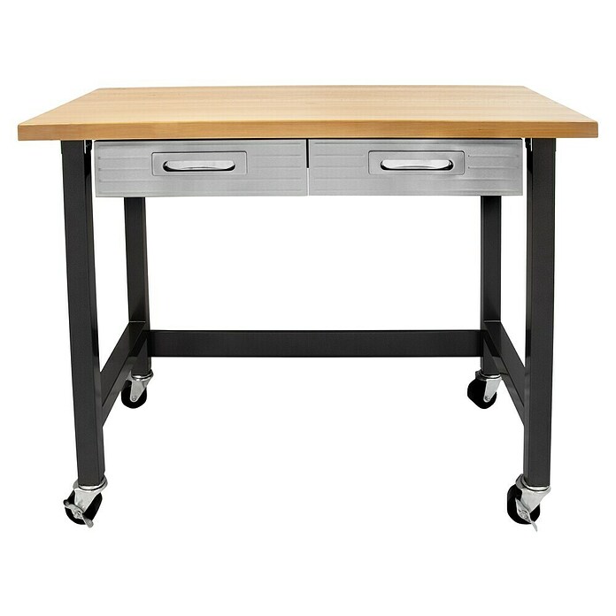 Werkbank (L x B x H: 61 x 122 x 95,5 cm, 2 Schubladen)