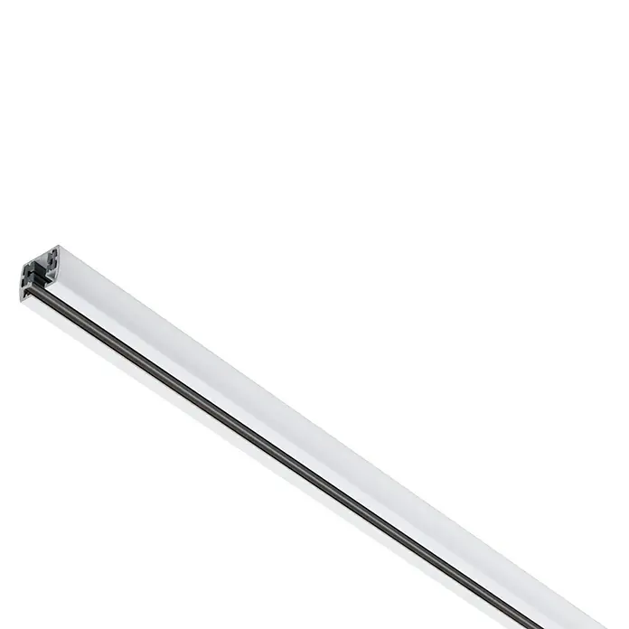 Paulmann URail Gleiter - 50 cm, Metall, Signalweiß - Nahaufnahme einer weißen Stromschiene mit schwarzem Streifen in einem modernen Design, ideal für flexible Beleuchtungslösungen.