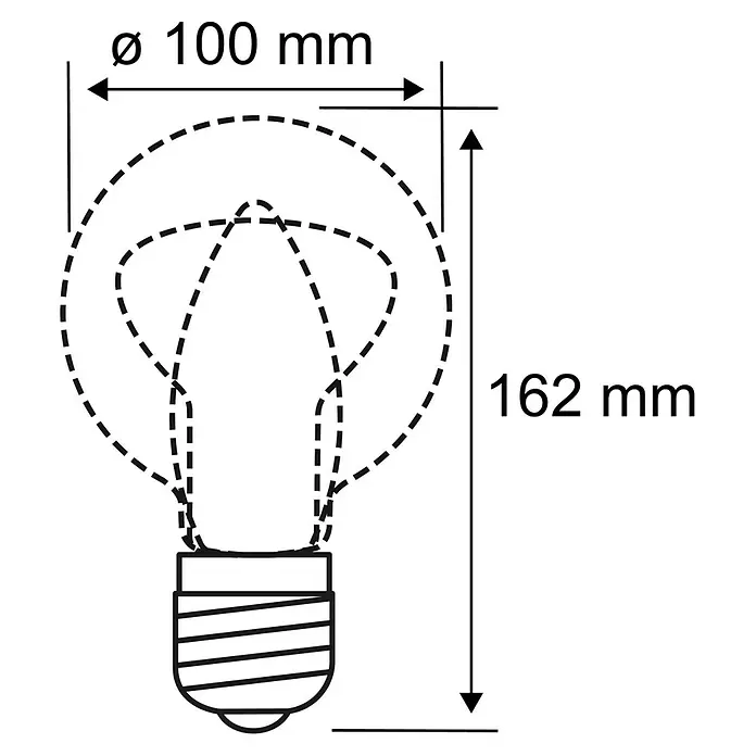 Paulmann LED-Lampe Metallic Glow Helix - E27, Nicht Dimmbar, Warmweiß, 200 lm, 4,2 W, 1 Stk., Messing - Umriss einer Glühbirne mit Maßen: 100 mm Durchmesser, 162 mm Höhe.