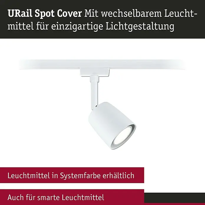 Paulmann URail LED-Spot Cover - 10 W, Signalweiß, GU10 - URail Spot Cover: Flexibel einsetzbarer LED-Spot für individuelle Lichtakzente im URail Schienensystem, Leuchtmittel wechselbar.