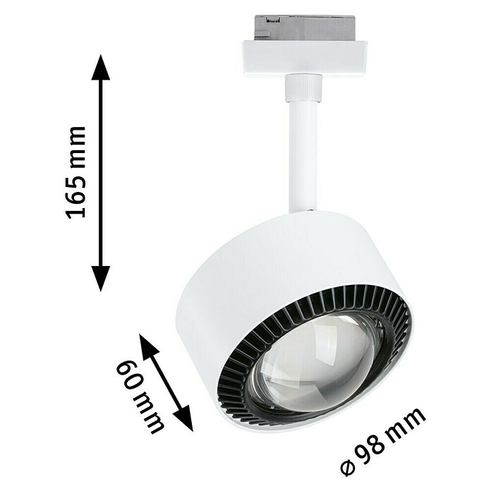 Paulmann URail LED-Spot Aldan (Signalweiß, Warmweiß, Ø x H: 9,8 x 17 cm) | BAUHAUS