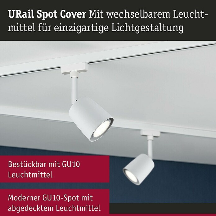 Paulmann URail LED-Spot Cover (10 W, Signalweiß, Ø x H: 6,5 x 18,2 cm) | BAUHAUS