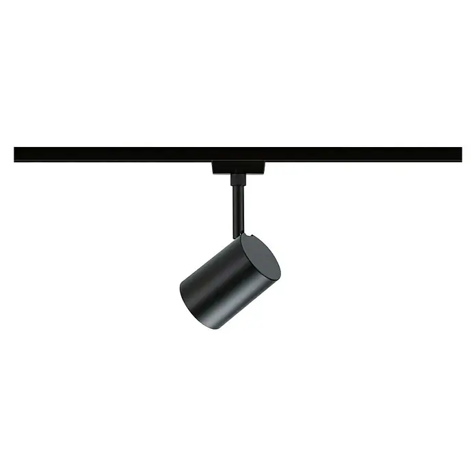 Paulmann URail LED-Spot Luxe - 10 W, Schwarz matt, 6,5 x 9 x 16,3 cm - Schwarze Schienenleuchte an einer schwarzen Schiene, ideal für moderne Innenräume. Das Licht ist präzise und stilvoll.