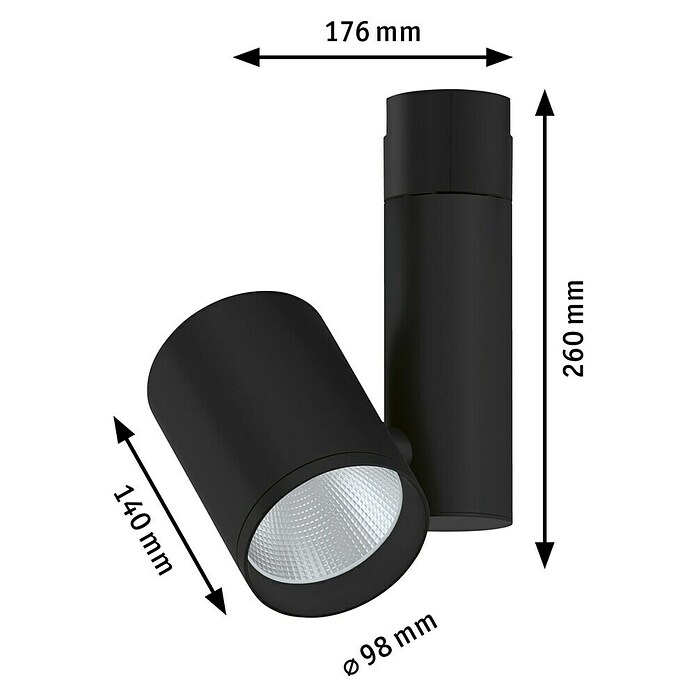 Paulmann URail LED-Spot Zeuz (Schwarz matt, 9,8 x 17,6 x 26 cm, 2.770 lm, Neutralweiß) | BAUHAUS